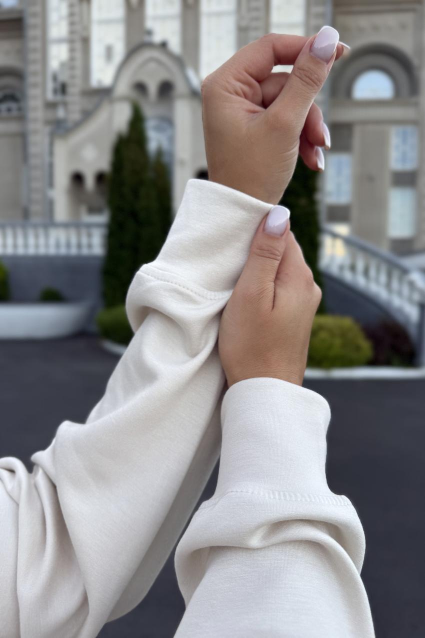 Костюм женский М201 с брюками из дайвинга XL Бежевый (998-1-63) - фото 3 Костюм женский М201 с брюками из дайвинга XL Бежевый (998-1-63) - фото 3