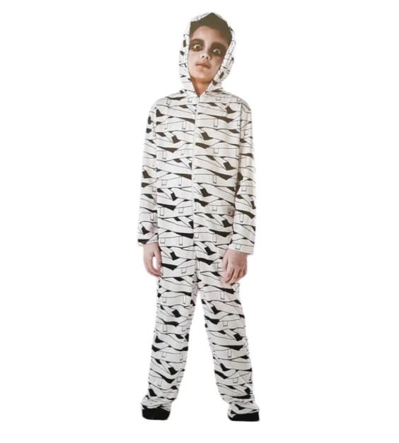 Костюм на Хэллоуин для мальчика Мумия S 110-122 см Бело-черный (170283)