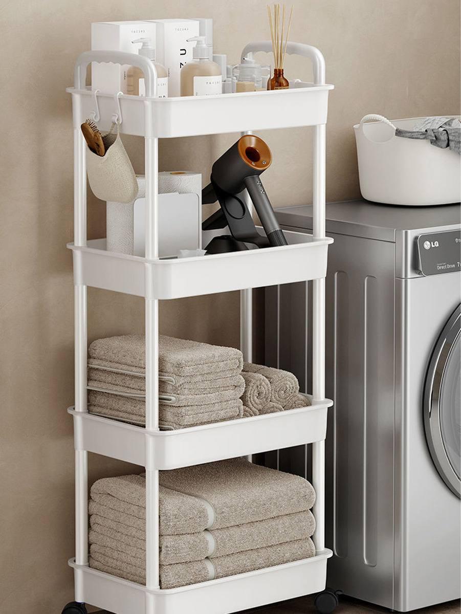 Полиця на колесах пластикова 4 яруси Білий