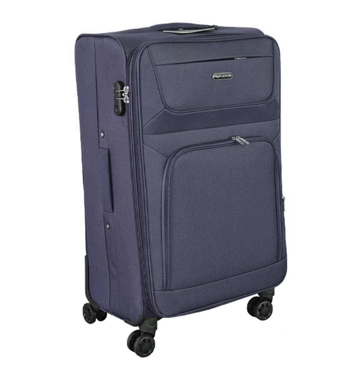 Чемодан тканевый Wings 6018 большой 4 колеса Темно-синий (Vt00272)