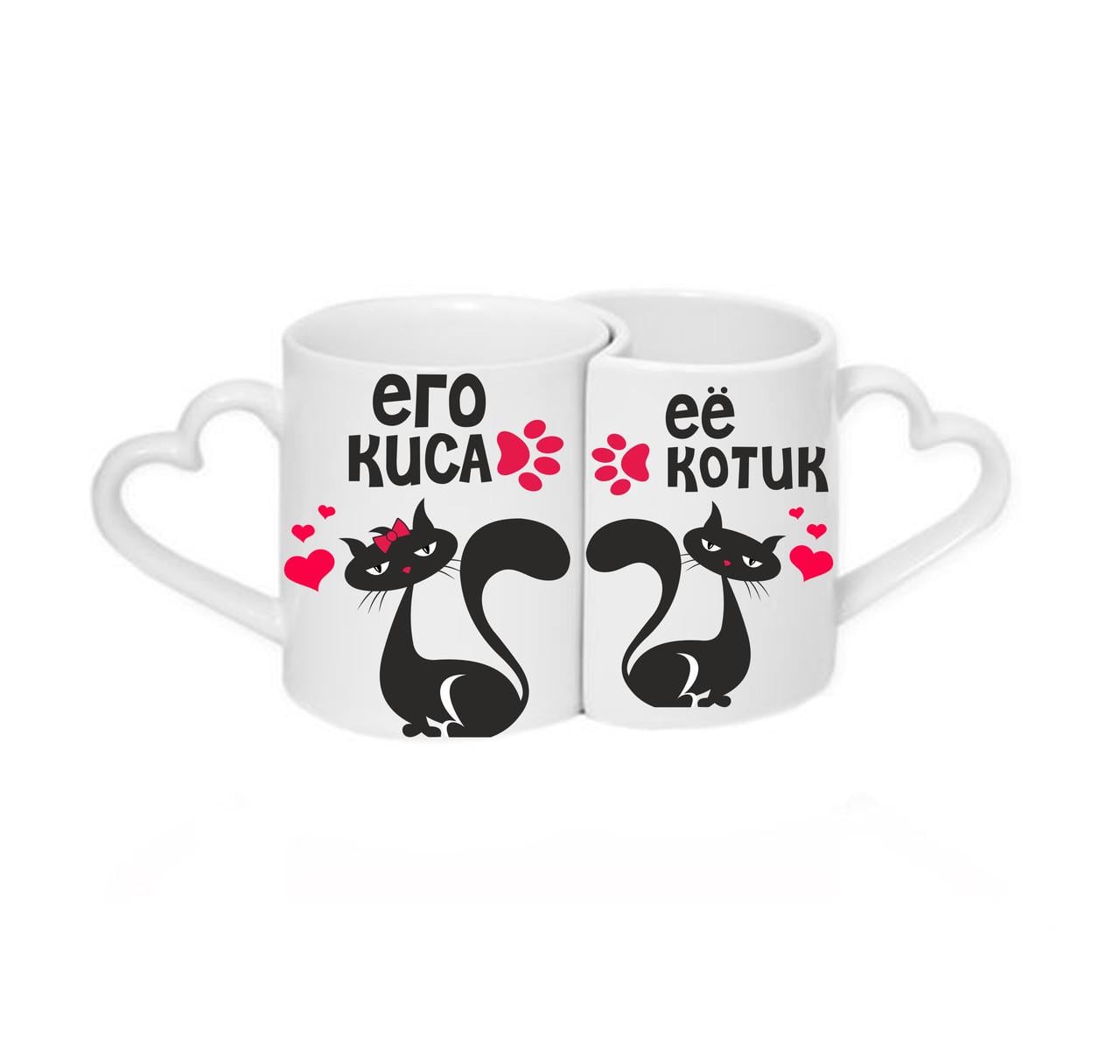Парные чашки Его киса Ее котик Белый (ПЧ050)