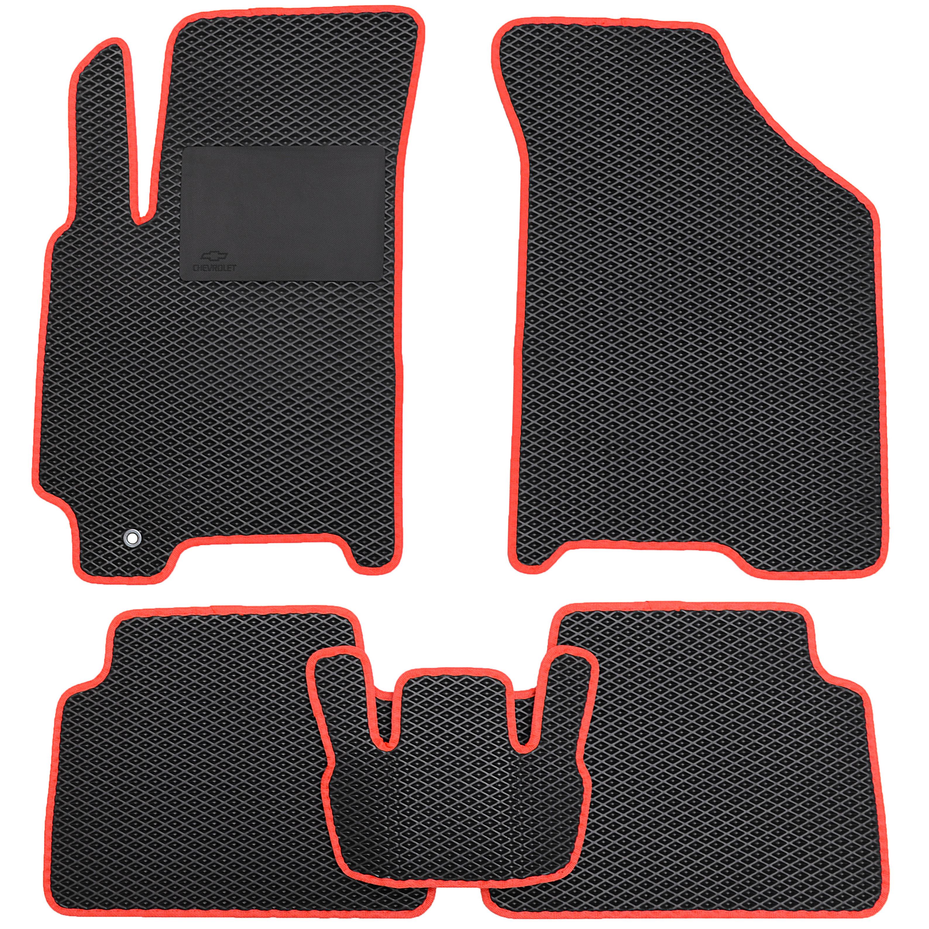 Коврики в салон для Chevrolet Lacetti '03-12 SDN/HB EVA-полимерные с подпятником Черный с красной тесьмой