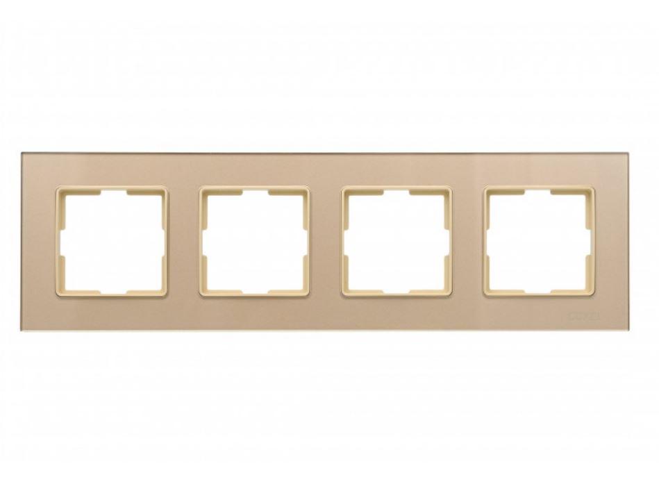 Рамка четверная JAZZ latte стеклянная горизонтальная (0324)