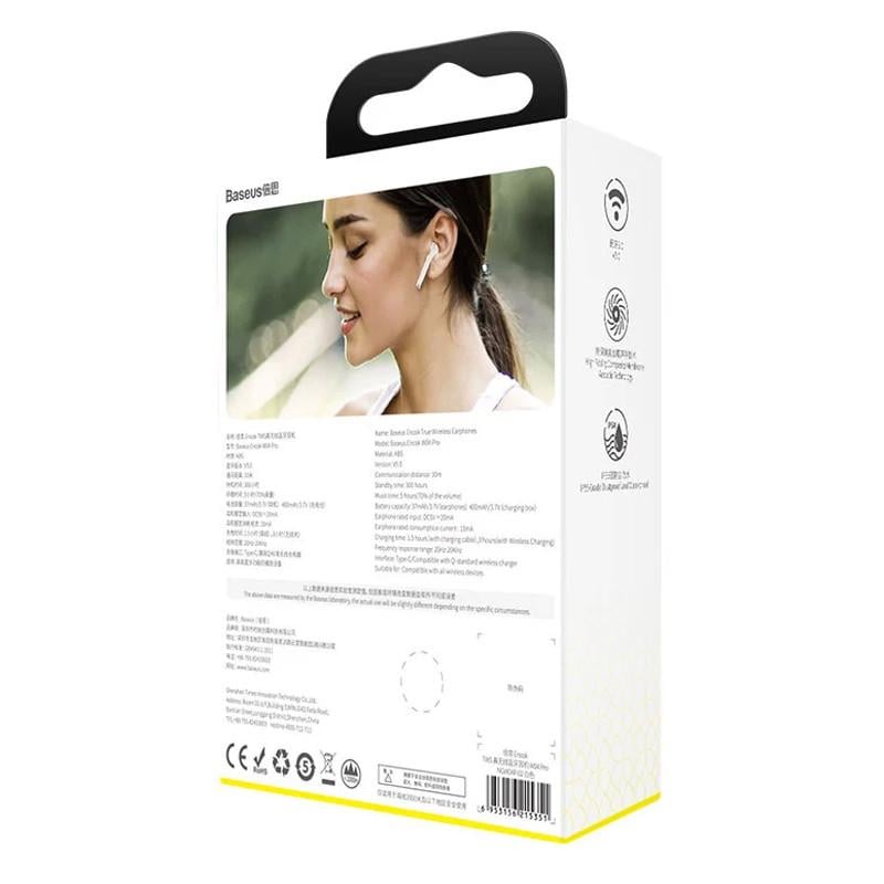 Бездротові Bluetooth навушники Baseus Encok W04 True Wireless Earphones NGW04-02 Білий - фото 6