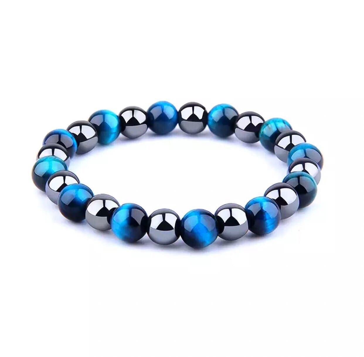 Браслет з гематиту та тигрового ока р. 23 (80082)