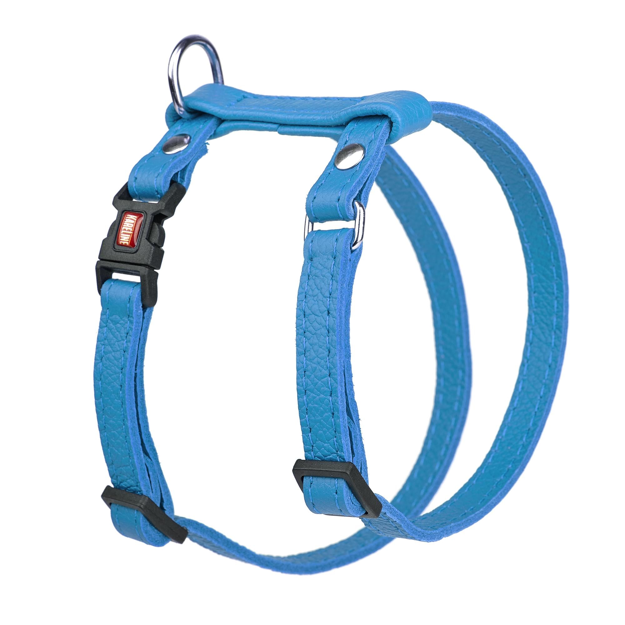 Шлея KARELINE из натуральной кожи 12 мм А-230-300 мм В-270-340 мм Голубой (8420/17)