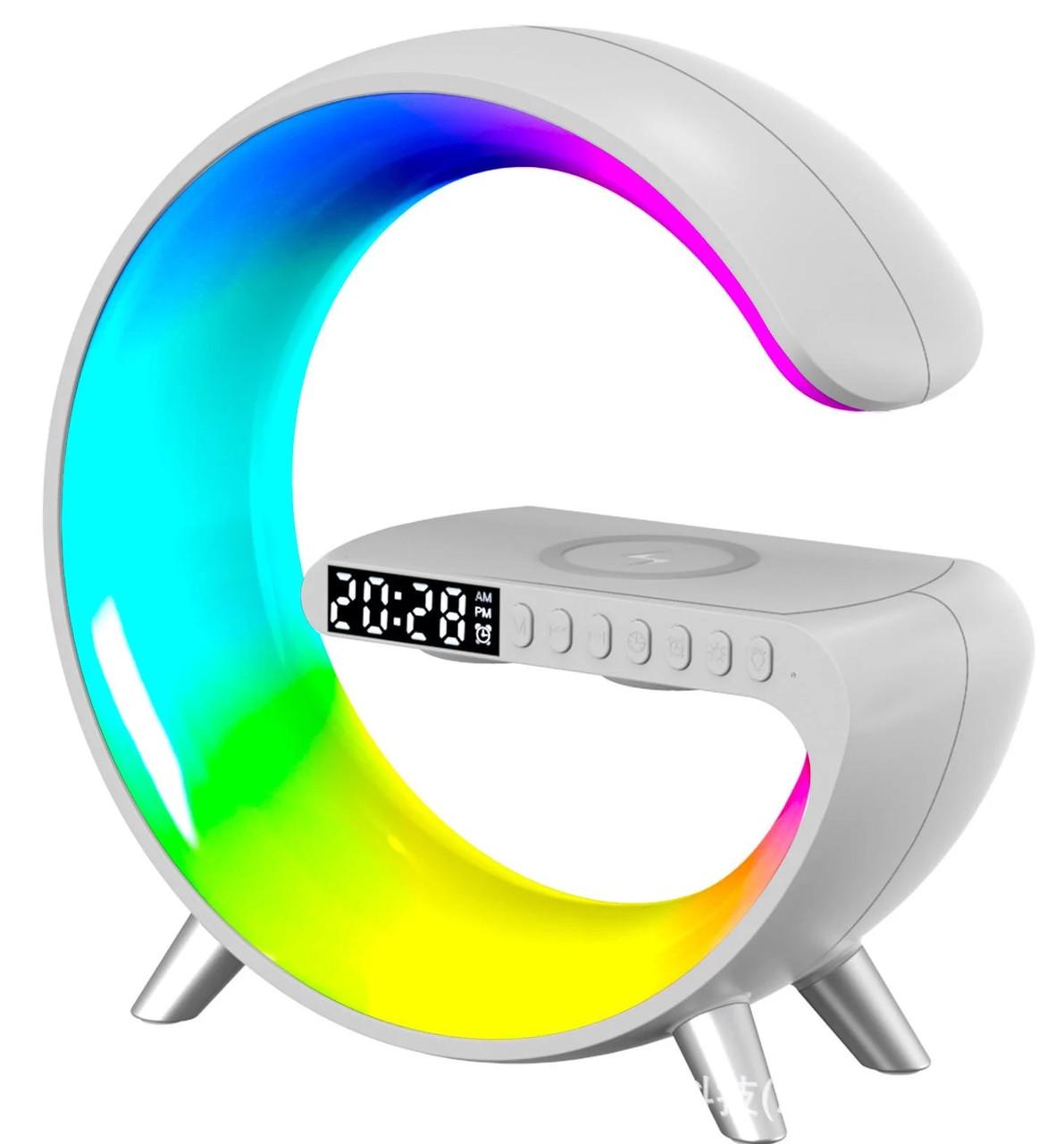 Ночник RGB G-63 Big с беспроводной зарядкой и колонкой Bluetooth с часами (8939)