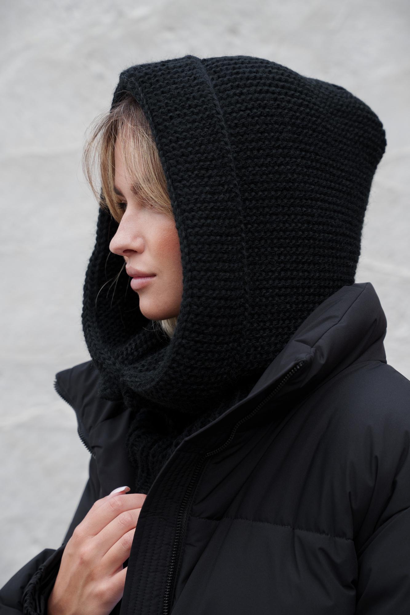Шапка-капюшон вязаний Капор Without Brand Lisa Black (8055930)