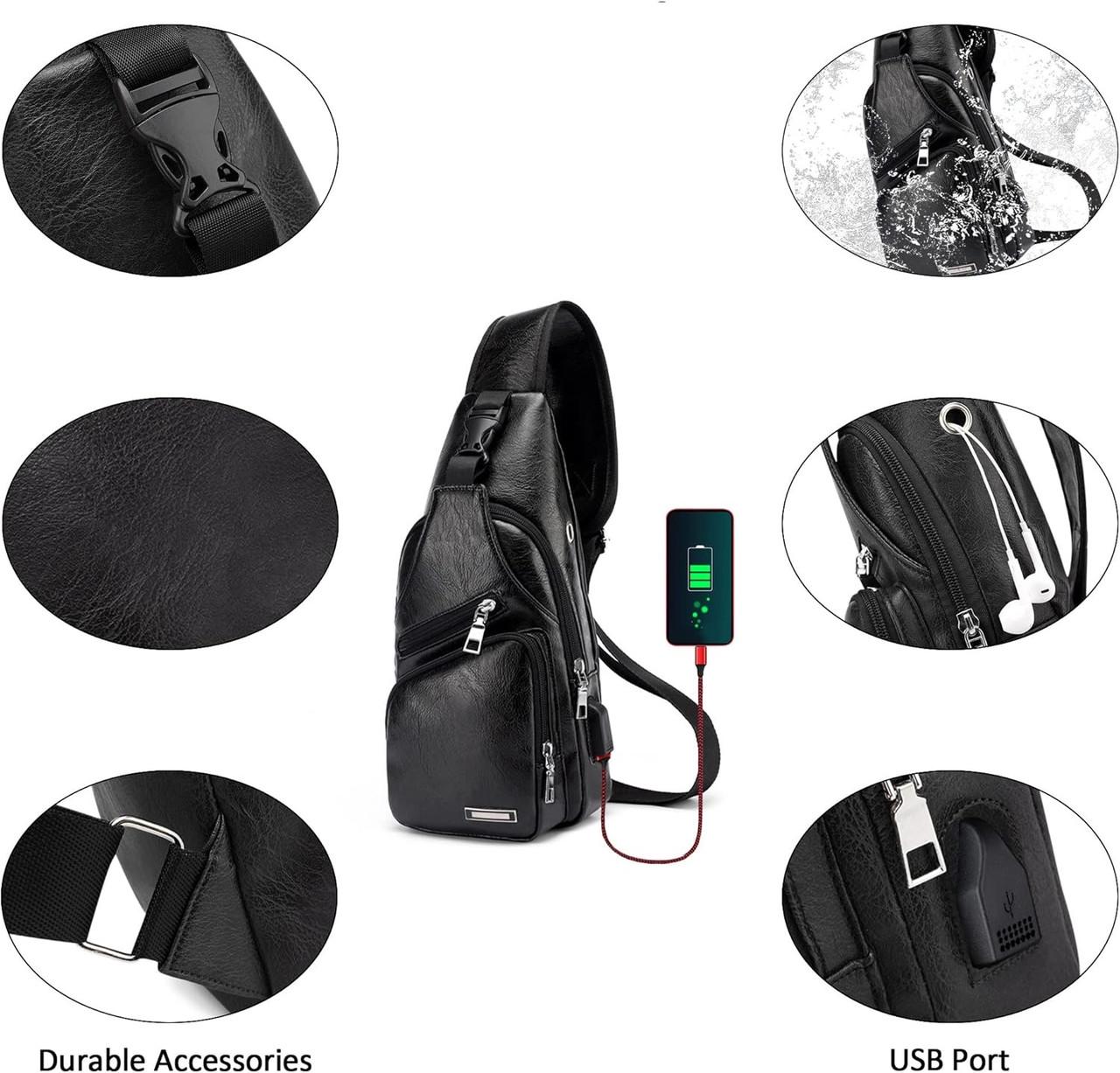 Сумка-слінг чоловіча через плече зі штучної шкіри Чорний (LR 3416 BK) - фото 3 Сумка-слінг чоловіча через плече зі штучної шкіри Чорний (LR 3416 BK) - фото 3