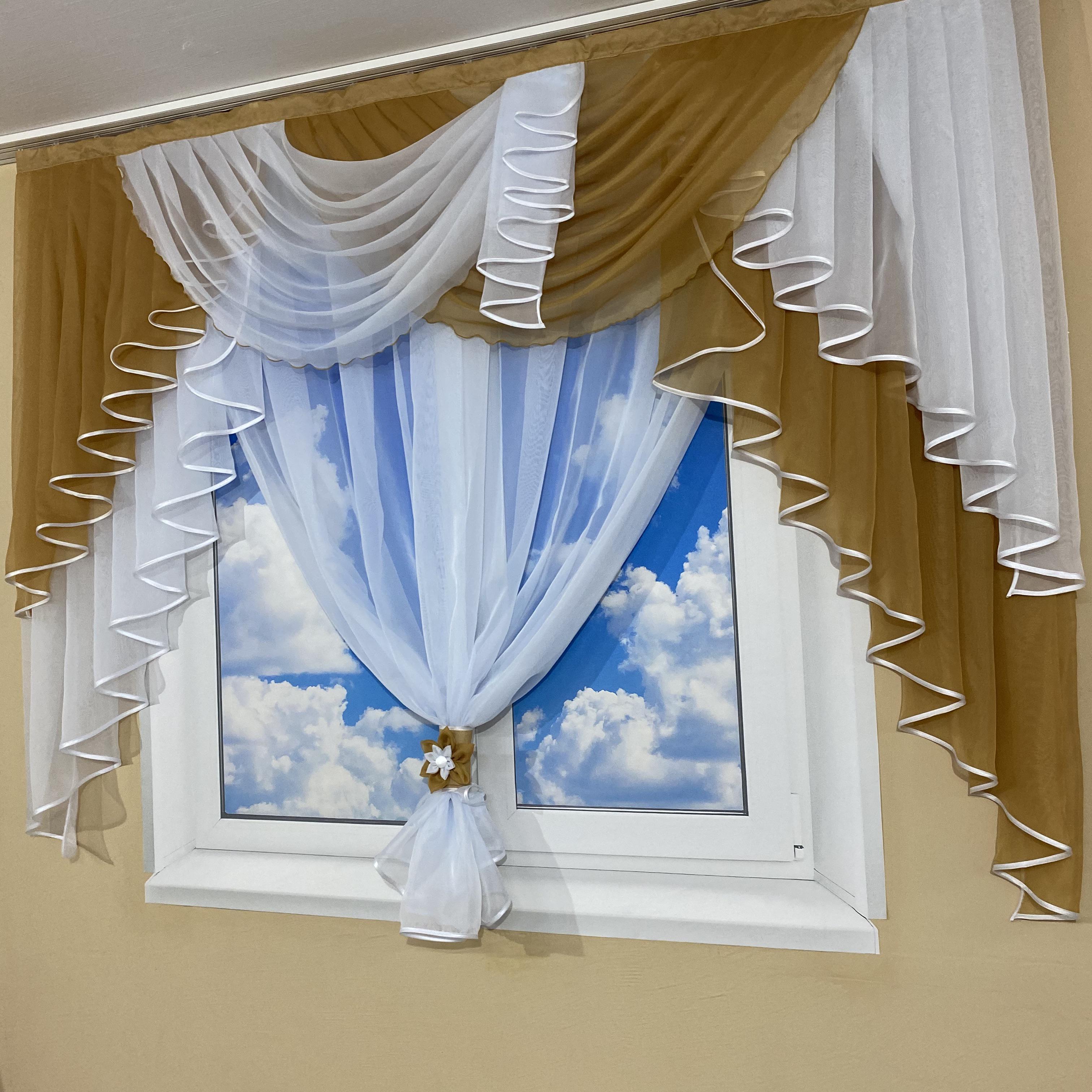 Ламбрекен з тюлем TG Home №431 Карамельний - фото 2 Ламбрекен з тюлем TG Home №431 Карамельний - фото 2