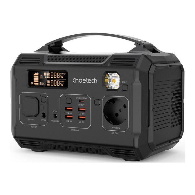 Зарядна станція Choetech BS002 300 Вт 276 Вт/г QC 3.0 USB-C PD100 Вт (BS002-EU-BK)