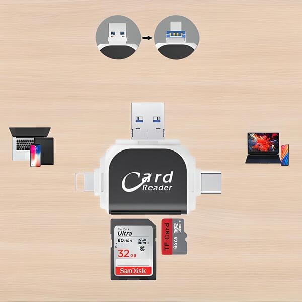 Картридер 4в1 USB-A/Type-C/Micro-USB/Lightning (D00512) - фото 4