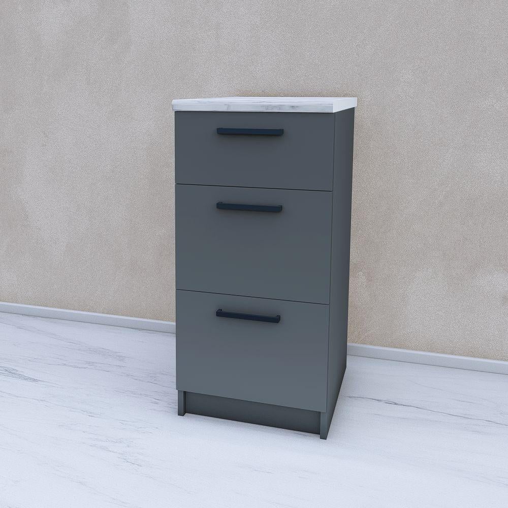 Модуль для кухни нижний 3 выдвижных ящика без столешницы 400 мм Графитовый (МП25а)