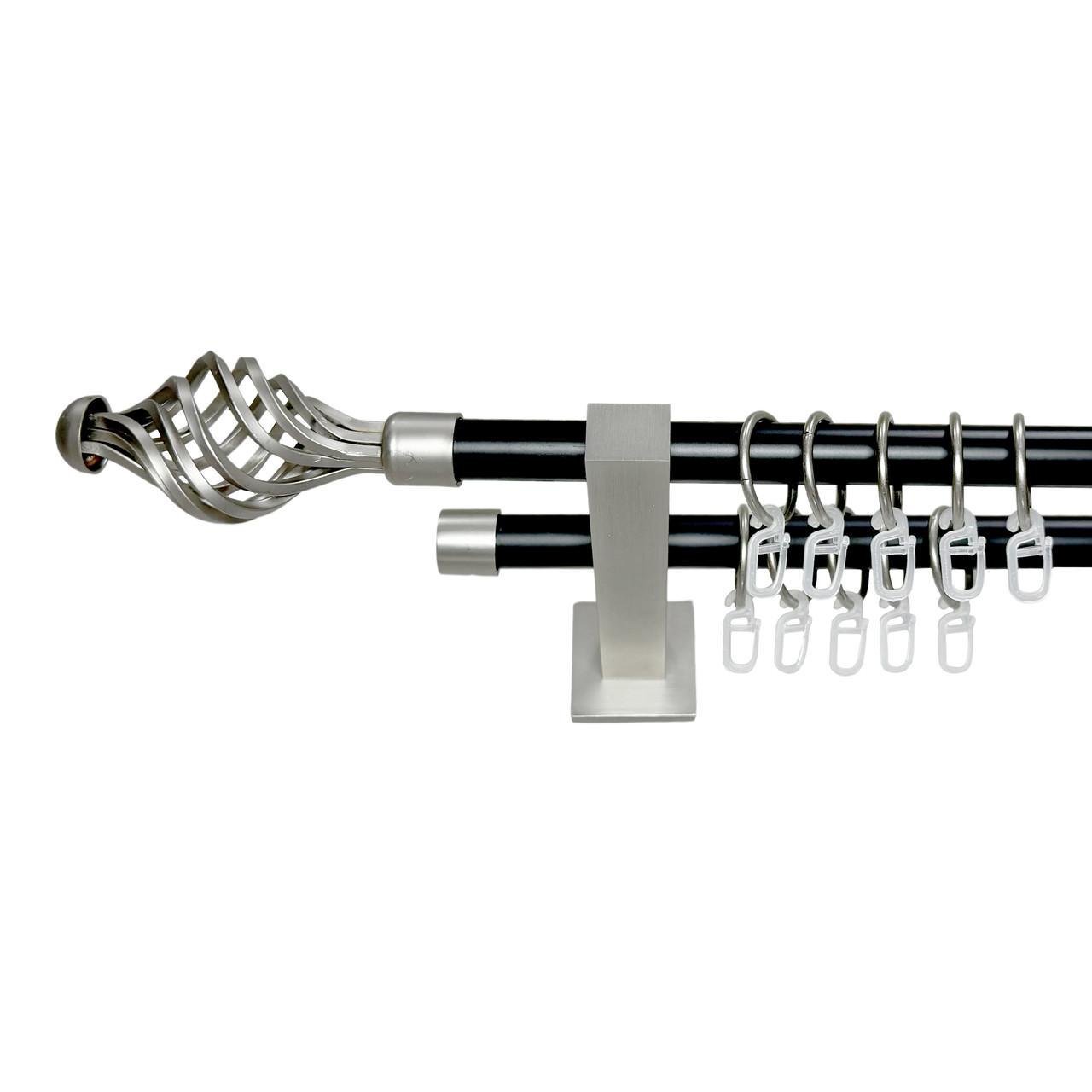 Карниз трубчатый двухрядный Orvit Арезо техно 19/19 мм 160 см Черный/Сатин (000-8120)