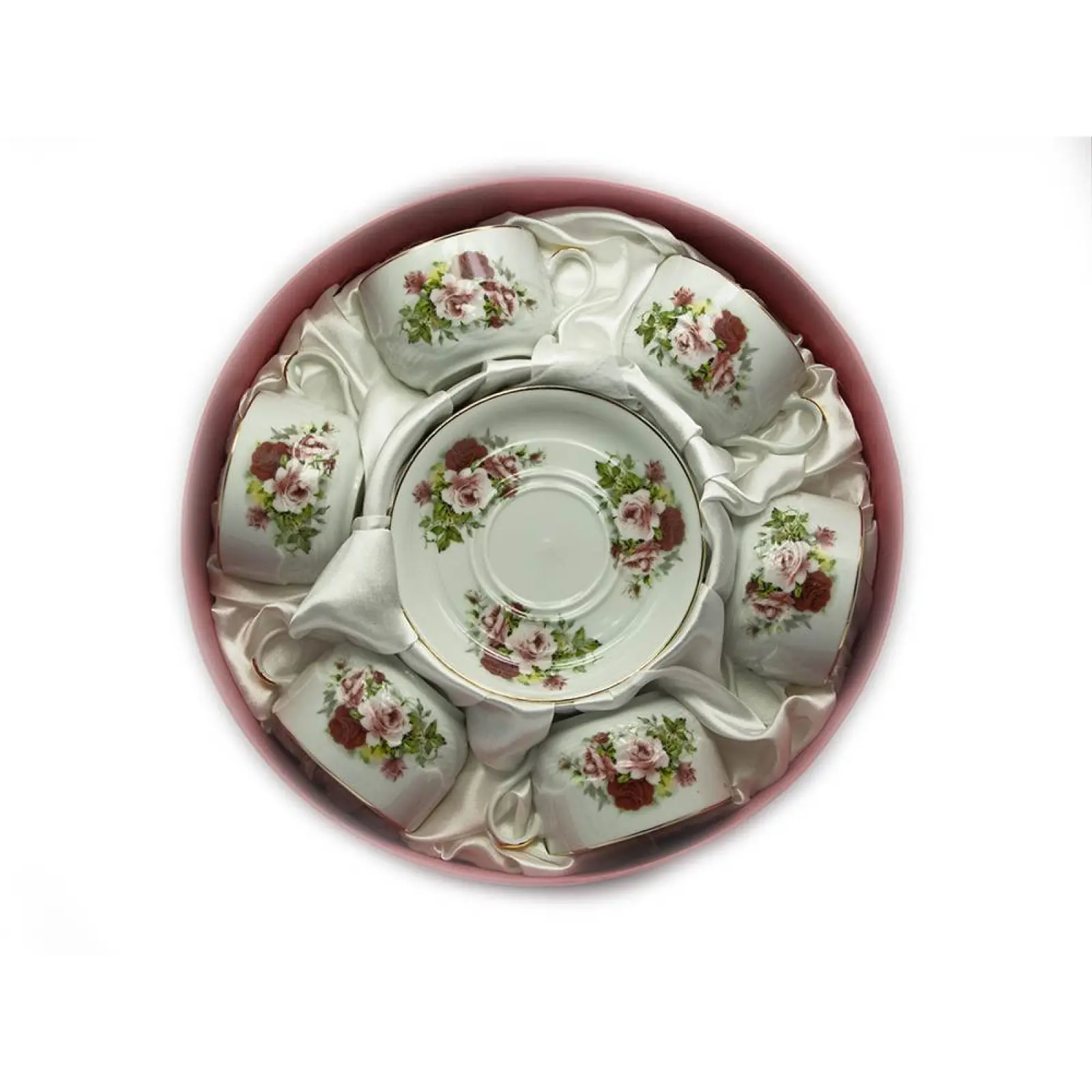 Сервиз фарфоровой тироянды 6 чашек 150 мл/6 блюдец d-13,5 см (19778)