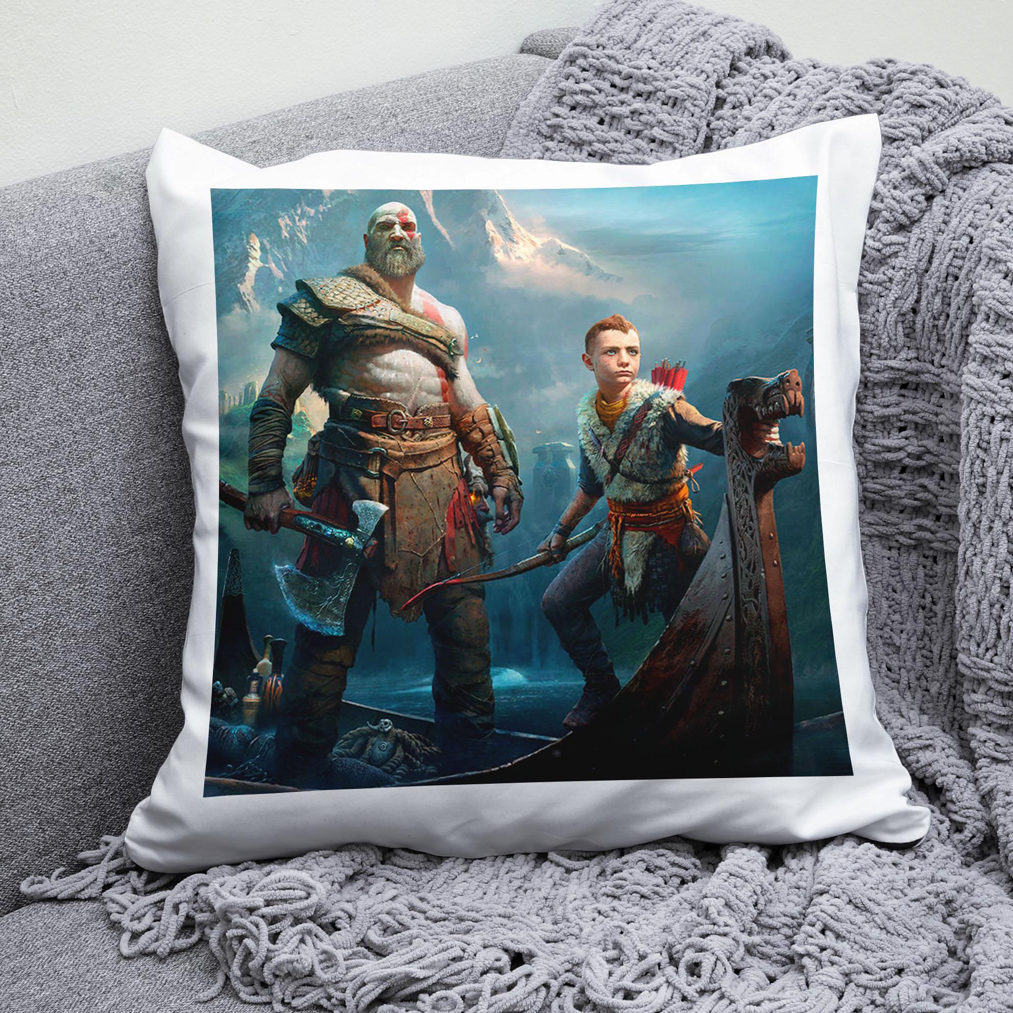 Плюшевая подушка квадрат с принтом игры God of War