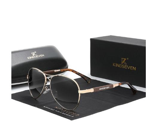 Солнцезащитные очки KINGSEVEN DESIGN N7730 Авиатор из титанового сплава с градиентными линзами Золотой/Серый