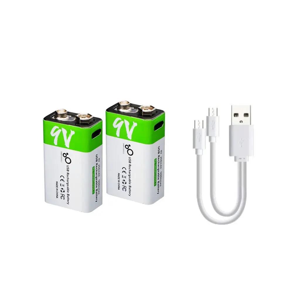 Батарейка Крона 6f22 акумуляторна зарядка через USB Type-C 9V/650 mAh 2 шт. (128009) - фото 5