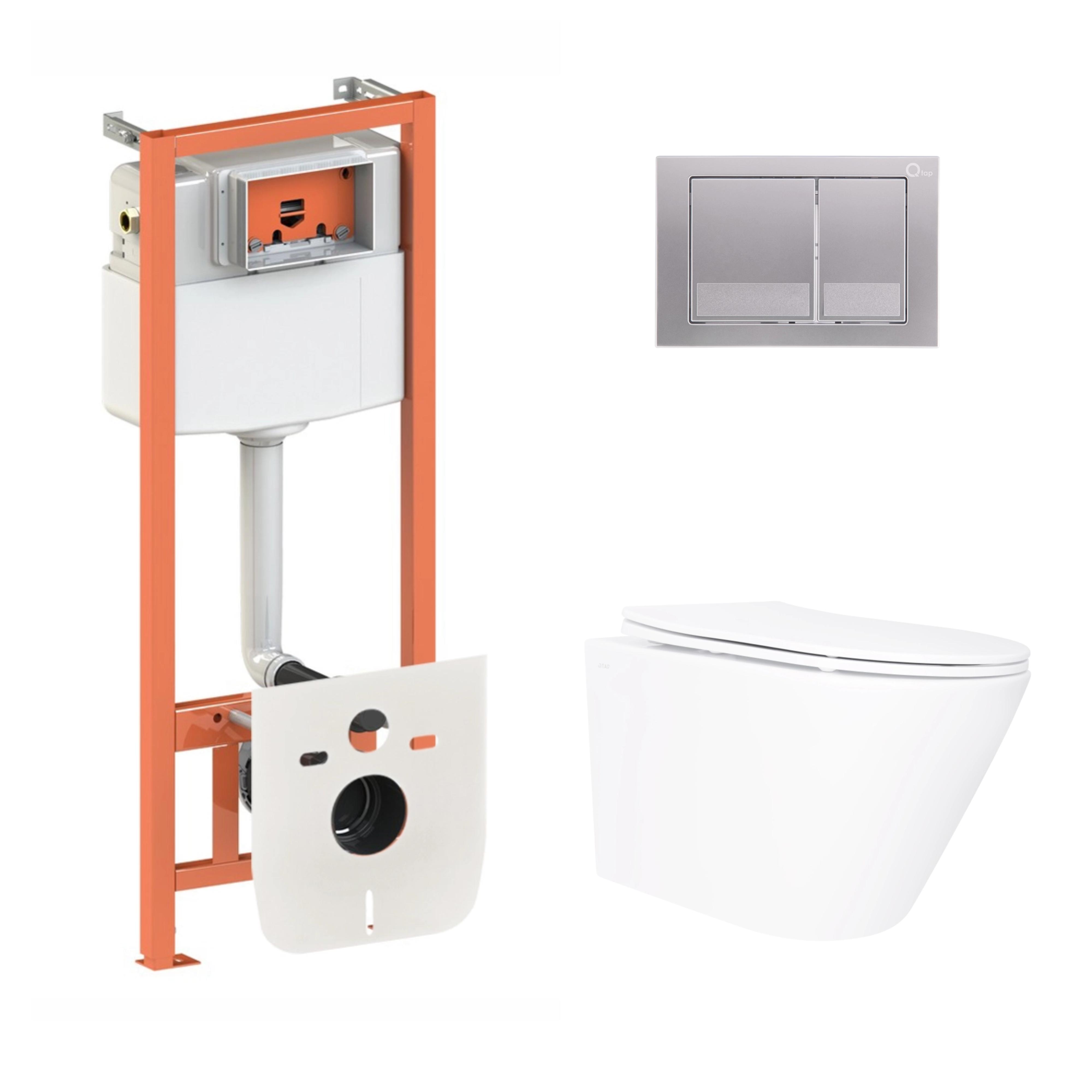 Комплект інсталяції Q-tap Nest&Swan QT16335180W48206 з унітазом кнопка Сатин (253384)