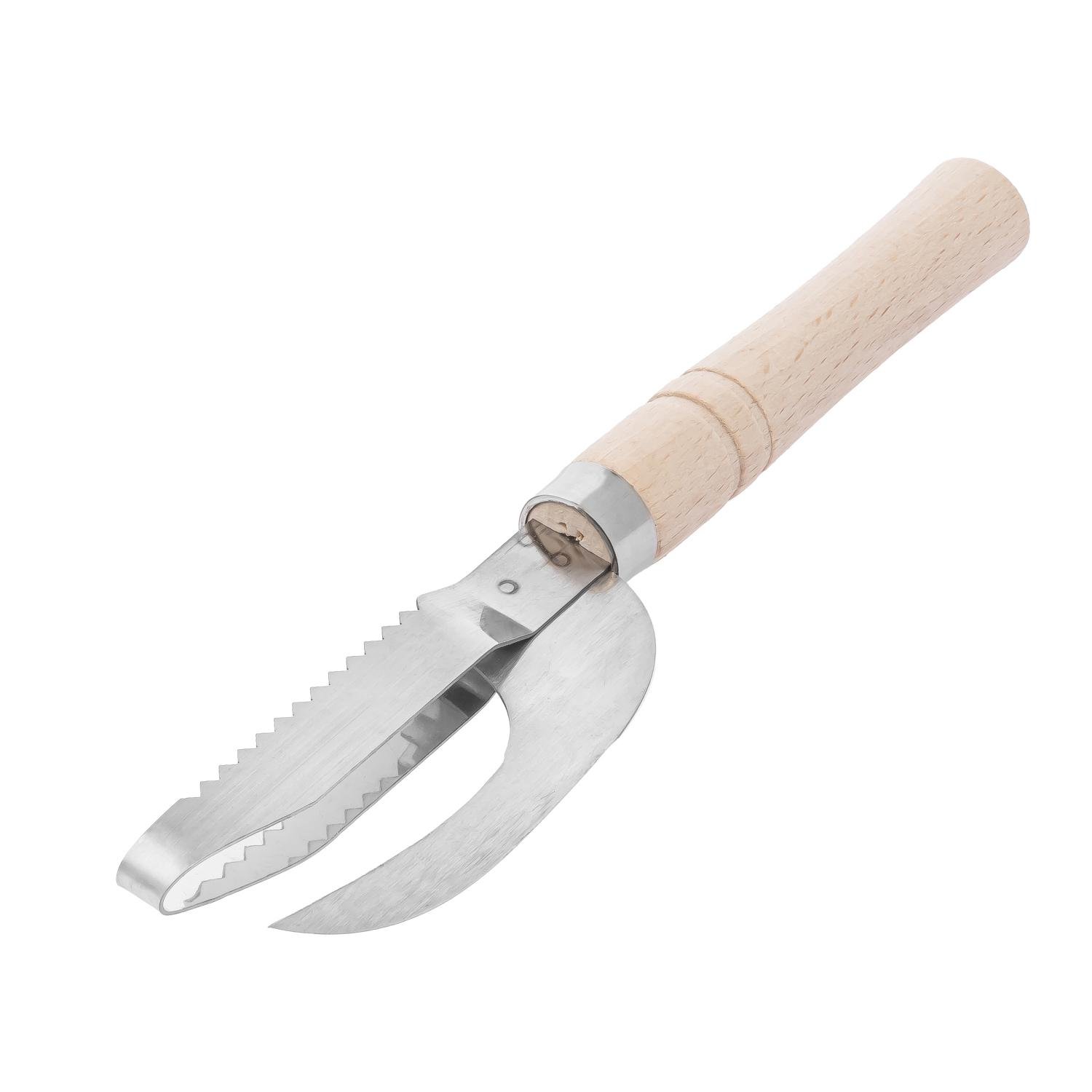 Рибочистка ніж для чищення риби з дерев'яною ручкою 22 см (19491761)