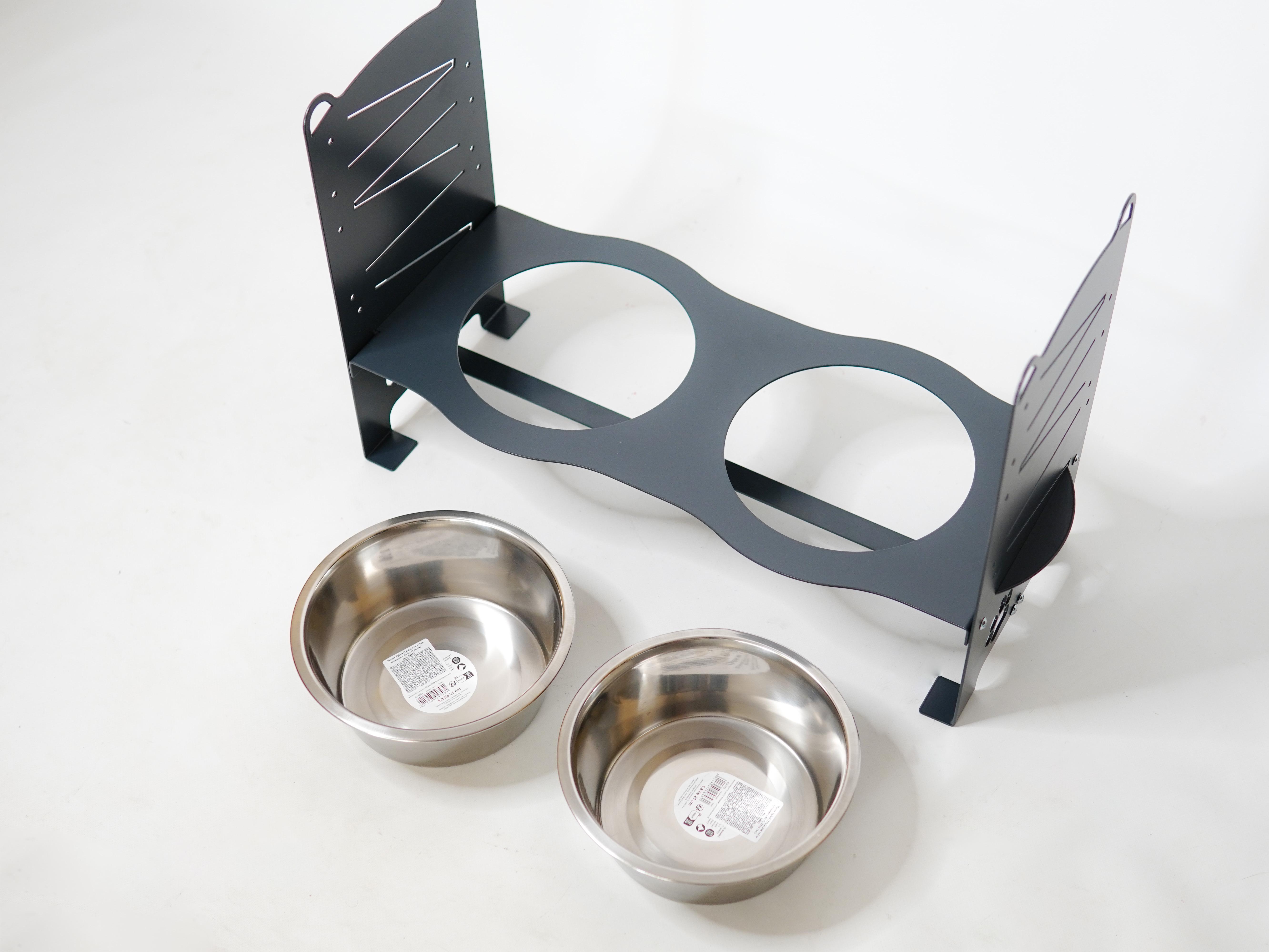 Кормушка для собак средних пород разборная-регулированная 122-293 мм 1,8 л Графитовый (27167071) - фото 8