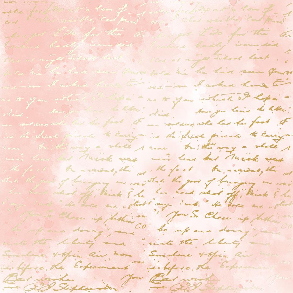 Лист бумаги односторонний Golden Text с фольгированием 30,5х30,5 см Vintage Pink/Watercolor