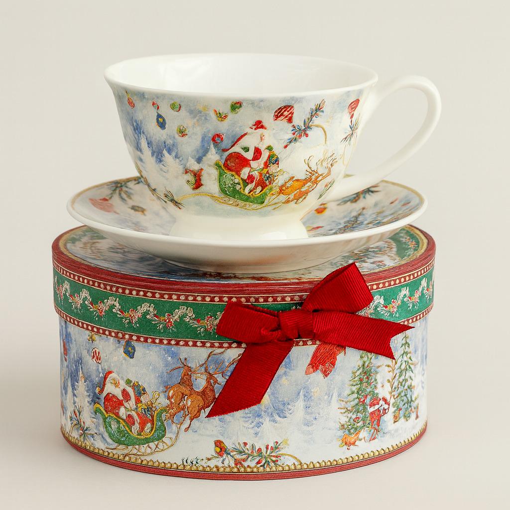 Чашка с блюдцем новогодняя "Santa" 2пр/наб 180мл/14см R36278