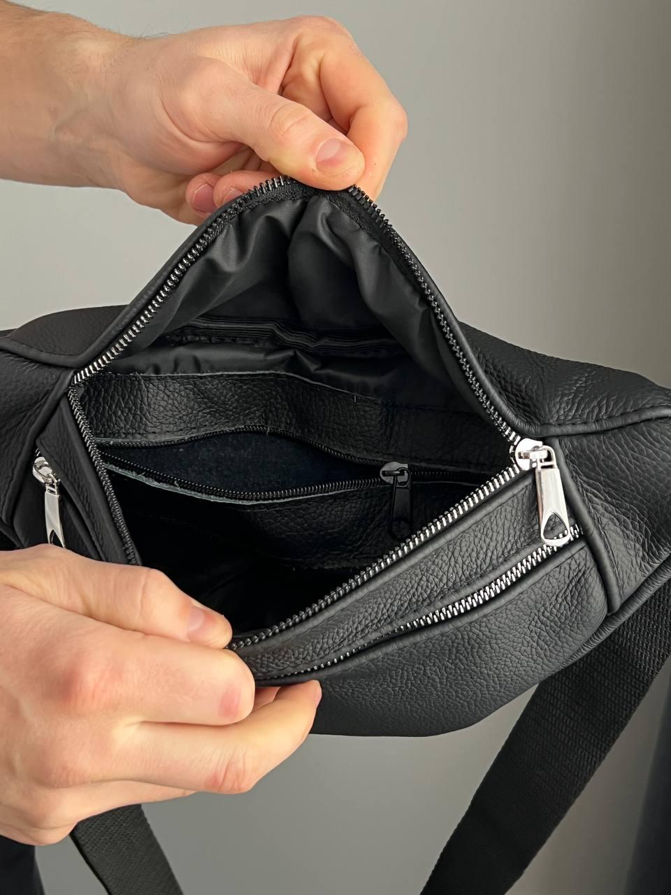 Сумка бананка на пояс мужская натуральная кожа флотар Черный (743593959) - фото 4 Сумка бананка на пояс мужская натуральная кожа флотар Черный (743593959) - фото 4