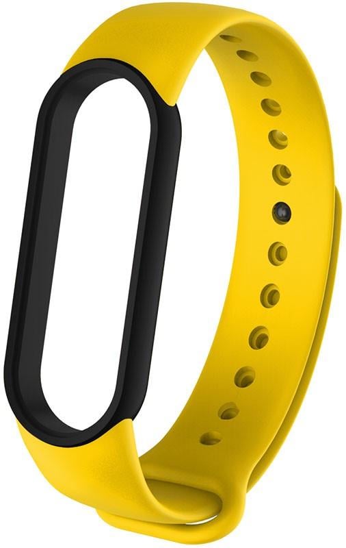 Ремешок UWatch Replacement Silicone Band For Xiaomi Mi Band 5/6/7 Frame Yellow/Black - фото 1