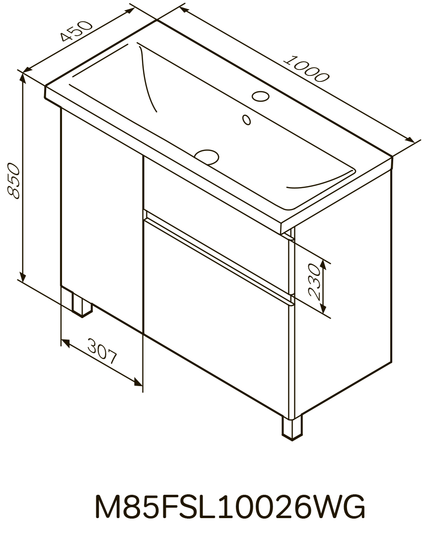 Тумба з умивальником на підлогу AM.PM X-Joy M85-FSL10026-WC10026WG38 100x85x45 см Білий (130320) - фото 2