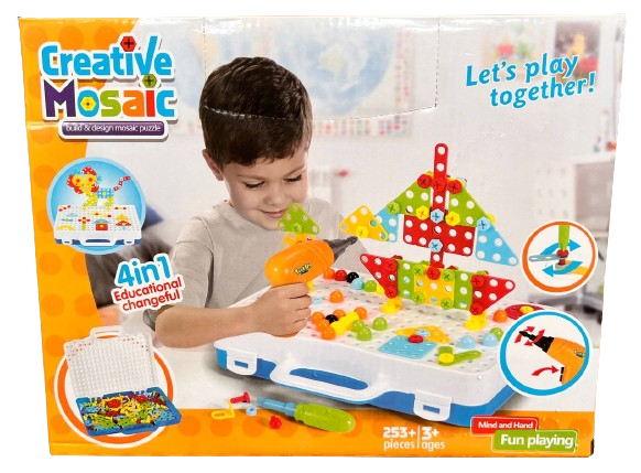 Конструктор 3D із шуруповертом у валізі 253 деталі (616-28)