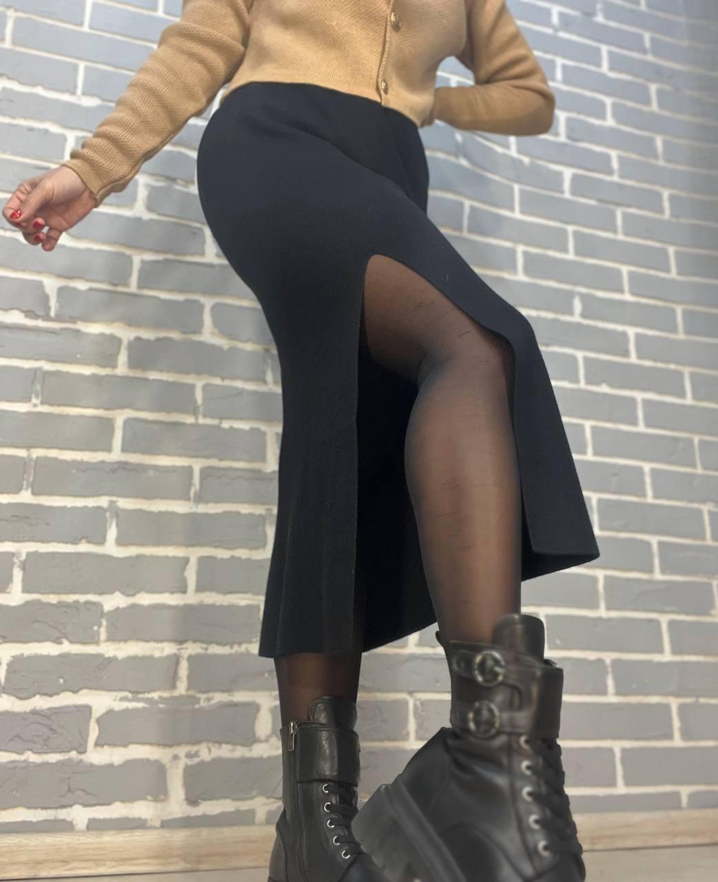 Спідниця жіноча My fashion 891 в'язка тепла розріз французька довжина OS Чорний (2949) - фото 2 Спідниця жіноча My fashion 891 в'язка тепла розріз французька довжина OS Чорний (2949) - фото 2