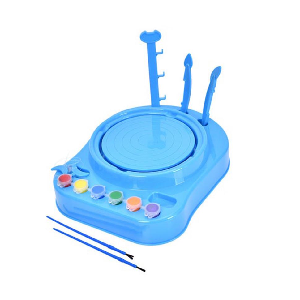 Ігровий набір Pottery Workshop 401A гончарне коло 2 режими глина фарби 6 кольорів Синій