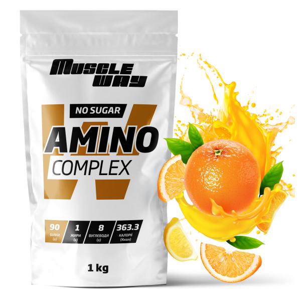 Аминокомплекс MuscleWay Amino Complex Апельсин 90% белка без сахара на 40 порций 1 кг (21-125-am-mw-rs1.5)
