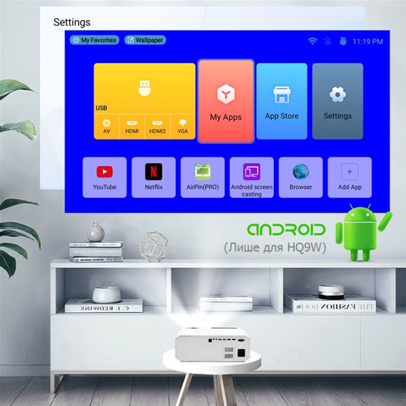 Проектор TouYinger HQ9W 1080p 8000 lm 8000:1 2xHDMI Wi-Fi Bluetooth (tf5790) - фото 12
