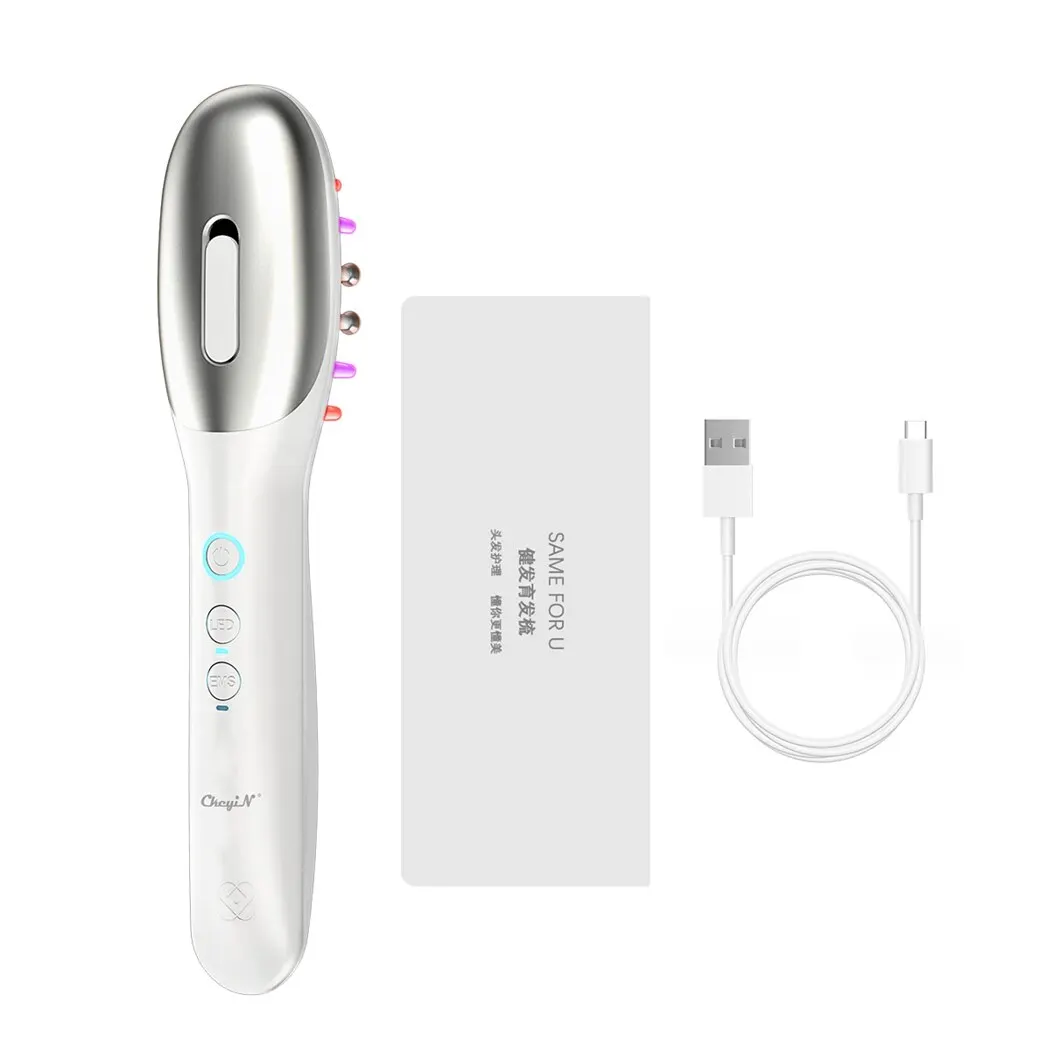 Гребінець електричний масажний CkeyiN з вібрацією та EMS для запобігання випаданню та прискоренню росту волосся