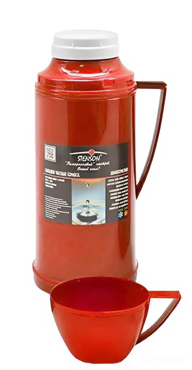 Термос бытовой со стеклянной колбой 1л Red - фото 1 Термос бытовой со стеклянной колбой 1л Red - фото 1