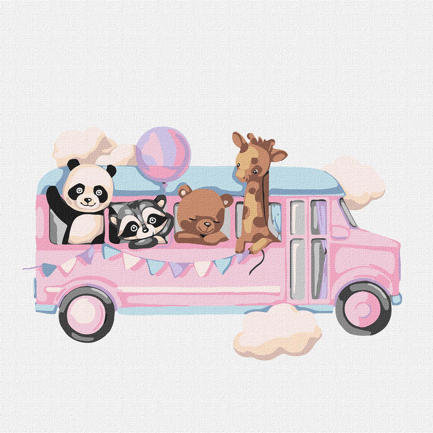 Картина по номерам Ідейка Веселый автобус tanya_bonya 30х30 см