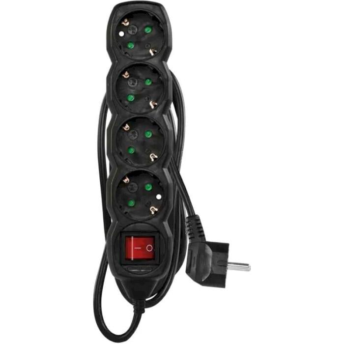 Мережевий фільтр Emos PC1421R з вимикачем 16А на 4 розетки з кабелем 1,5 м Black