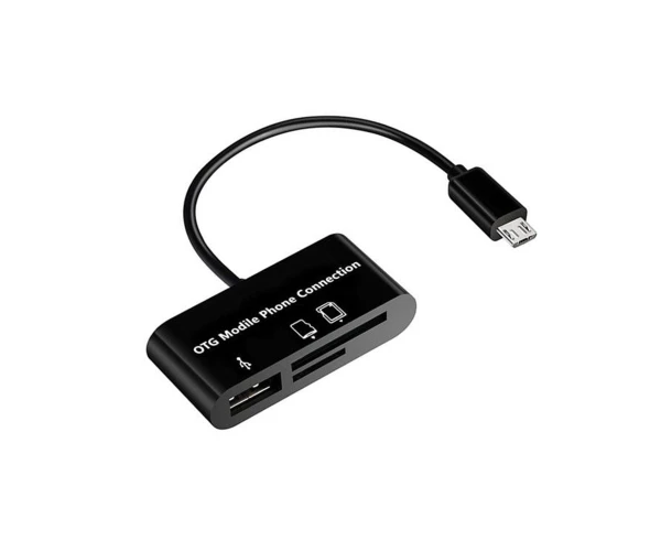 Картридер Otg 3в1 microUSB to USB/TF/SD Black