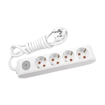 Подовжувач Viko 4 гнізда 3 м із заземленням з кнопкою Multi-Let Білий (90118403)