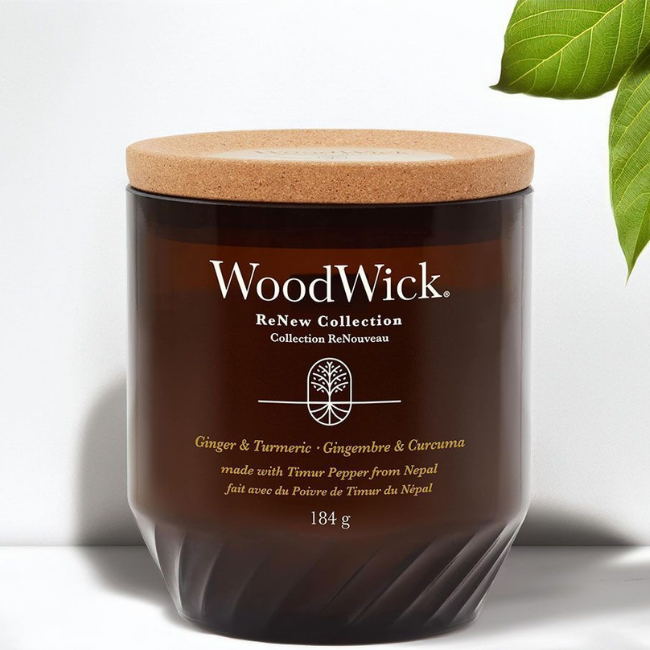 Свеча ароматическая Woodwick Ginger & turmeric RENEW с ароматом куркумы и имбиря 184 г (5038581148366)