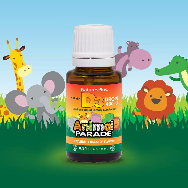 Вітамін D3 Nature's Plus Animal Parade Vitamin D3 Drops 400 IU Natural Orange 10 мл - фото 3