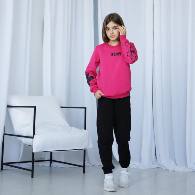 Світшот підлітковий для дівчинки GBI TEENS Its my 152 см Малиновий (13768)