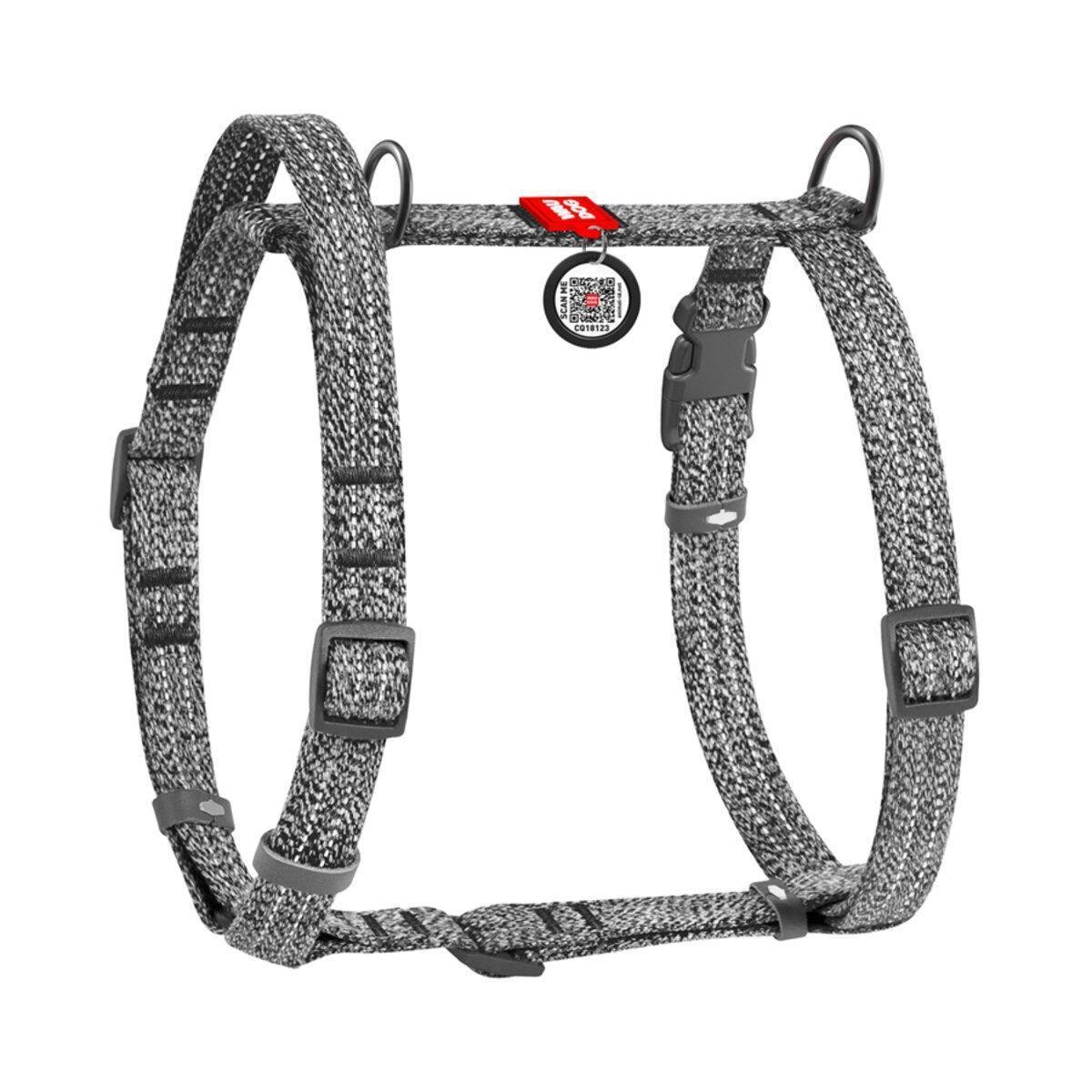 Шлей для собак анатомический Waudog Re-cotton с QR-паспортом/светоотражающая L 25 мм х 60-85 см х 60-100 см Серый (259311 Col)