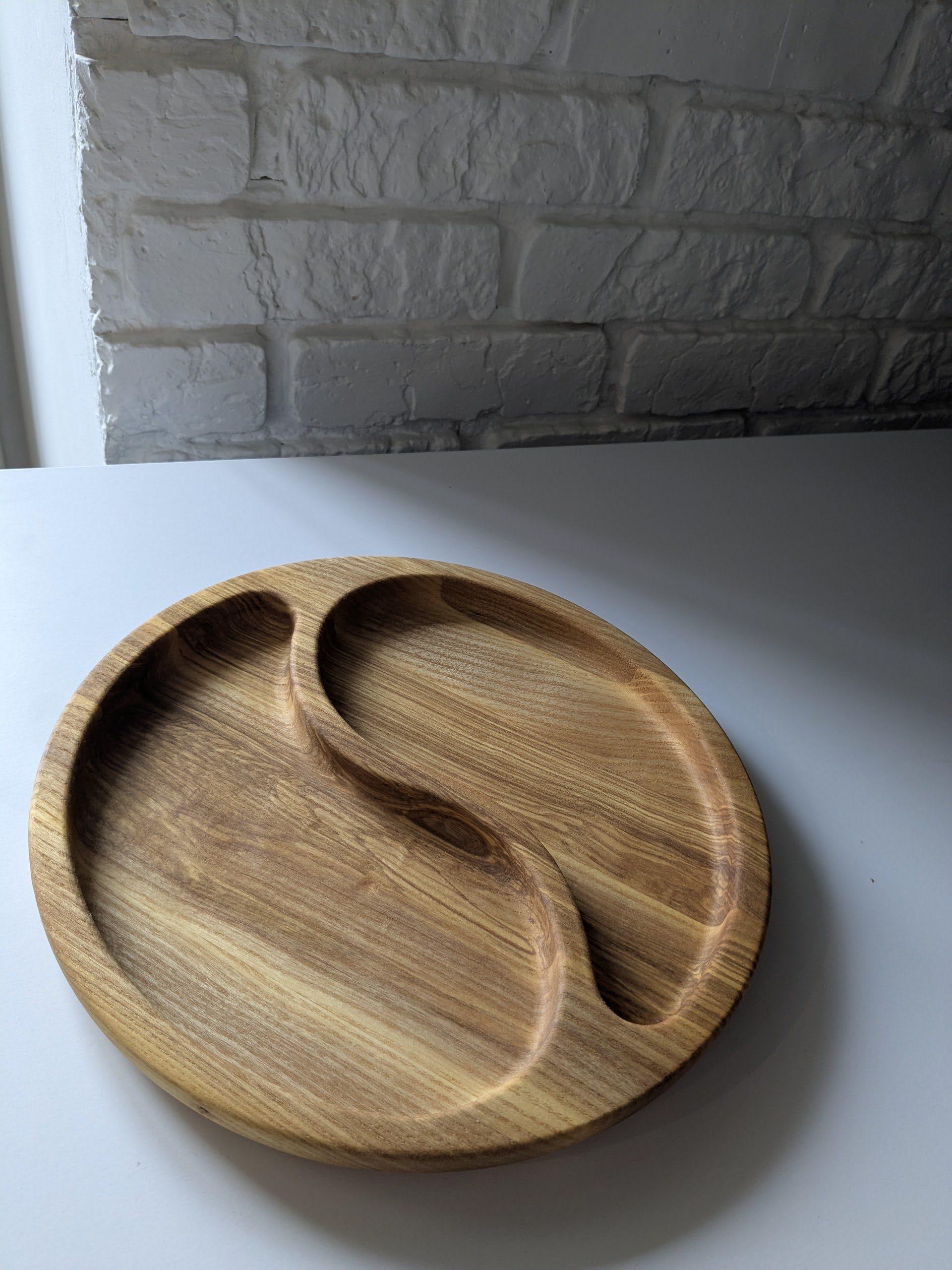 Менажниця кругла дерев’яна з ясеня 2 секції (SP-005) - фото 2 Менажниця кругла дерев’яна з ясеня 2 секції (SP-005) - фото 2