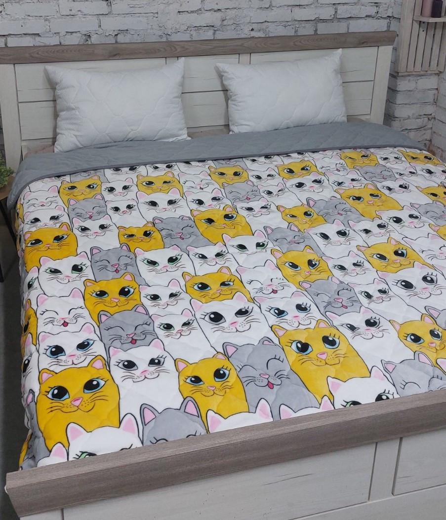 Покрывало стеганое полуторное Коты (32411)