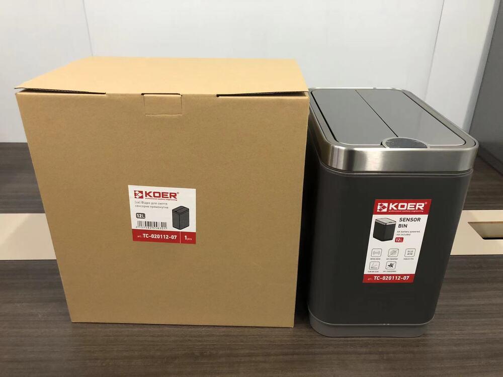 Відро для сміття KOER TC-020112-07 12 л з сенсорне прямокутне Графіт (KR5583) - фото 7