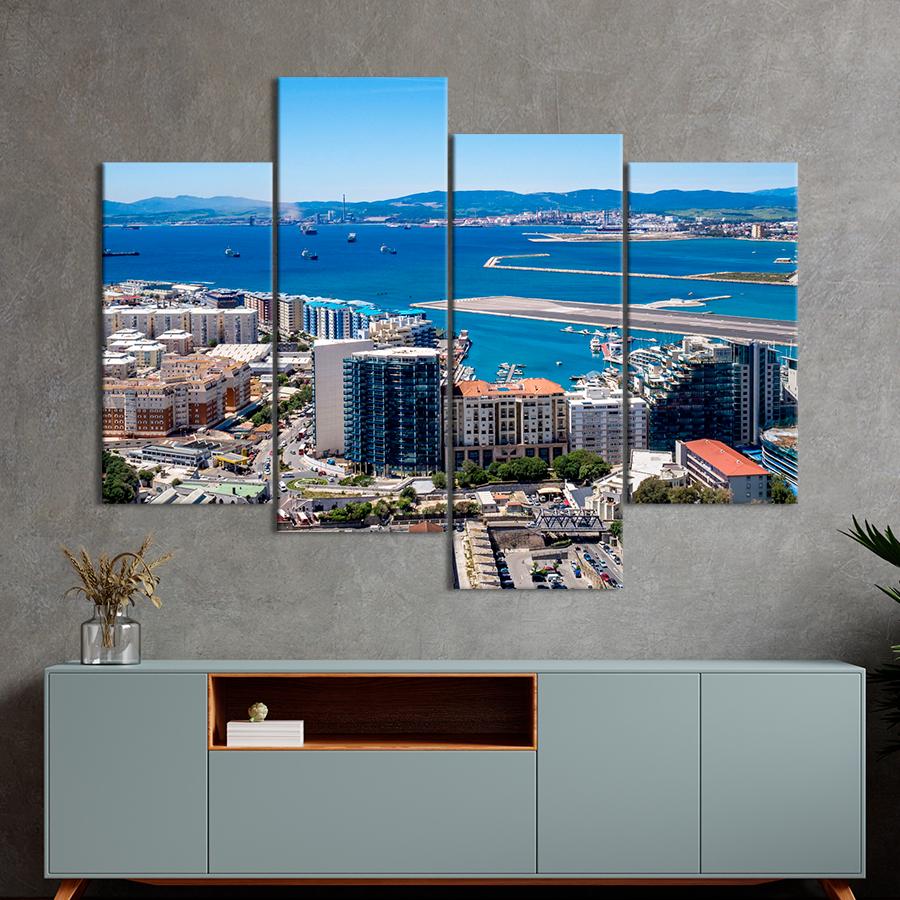 Картина город Город Гибралтар в Средиземноморье 149x106 см (A654-4)