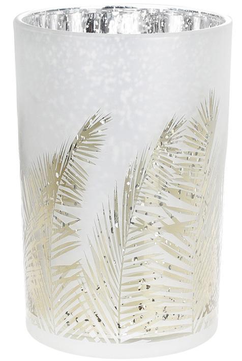 Подсвечник стеклянный Камыш 12х18 см Серебряный